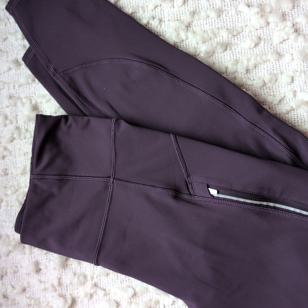 Athleta Rainier Tight Small Tall Plum Purple Fleece Lined Cold Run Leggings